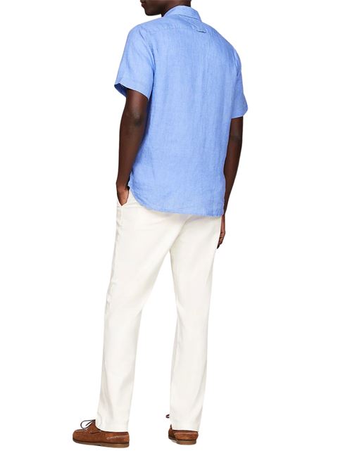 Camicia uomo azzurra in lino Tommy Hilfiger | MW0MW35207C30